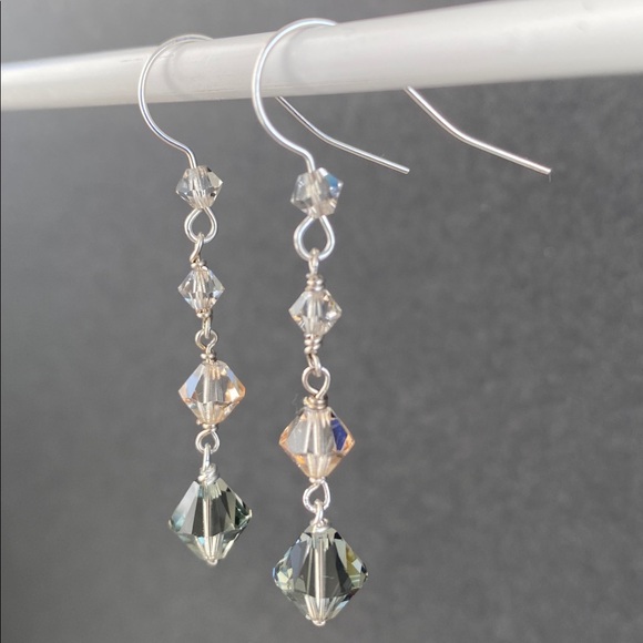 Handmade Jewelry - Swarovski Crystal Tiered Dangle Handmade Earrings